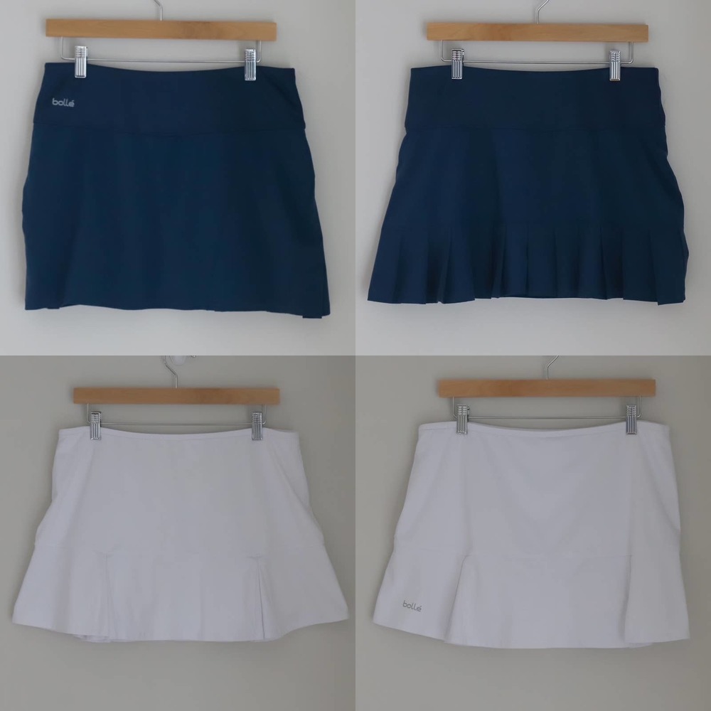 Bolle Women's Pleated Tennis Skirts Navy/White Set of 2 Large